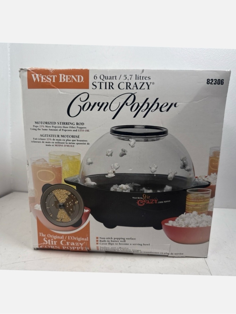 West Bend Stir Crazy 6 Qt Popcorn Popper Model 82306 - New / Open Box